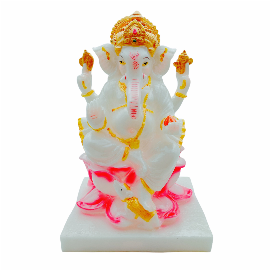 Marble Look Ganesh Idol/ Statue/ Murti F186-1 Size: 16X14X25.5Cm (10")