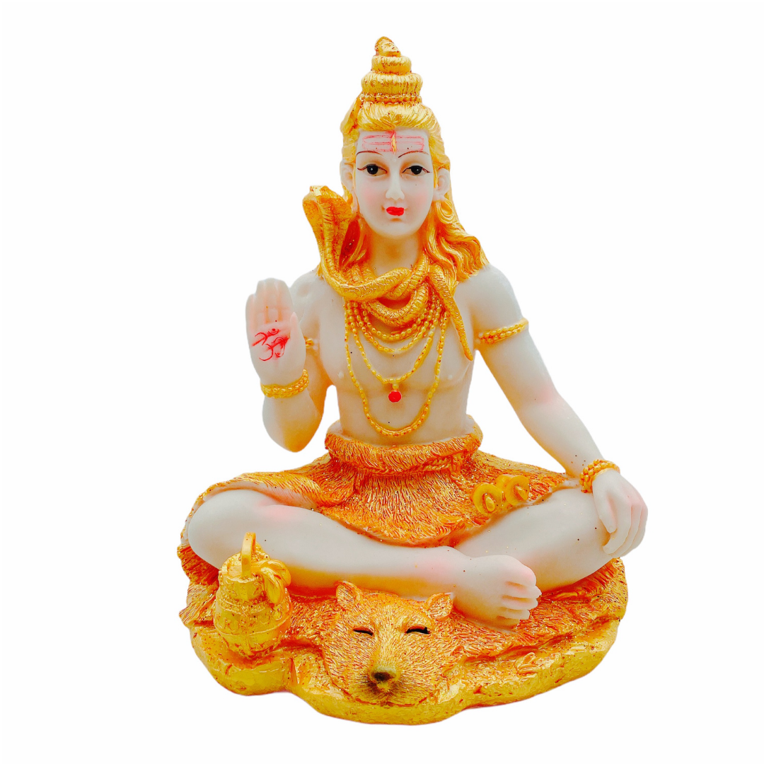 Golden Shiva Idol/ Statue/ Murti F140 Size:15.5X12.5X20.5Cm (8")