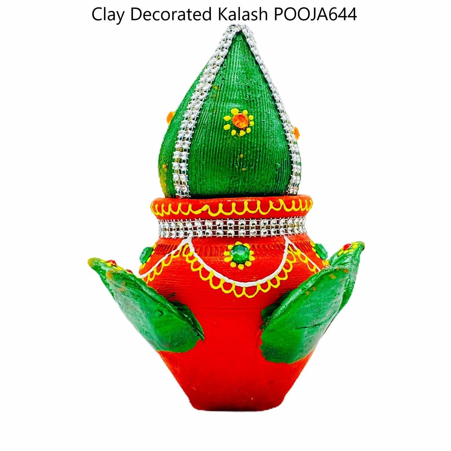 Clay Decorated Kalash with Nariyal | Small | 9351235058528