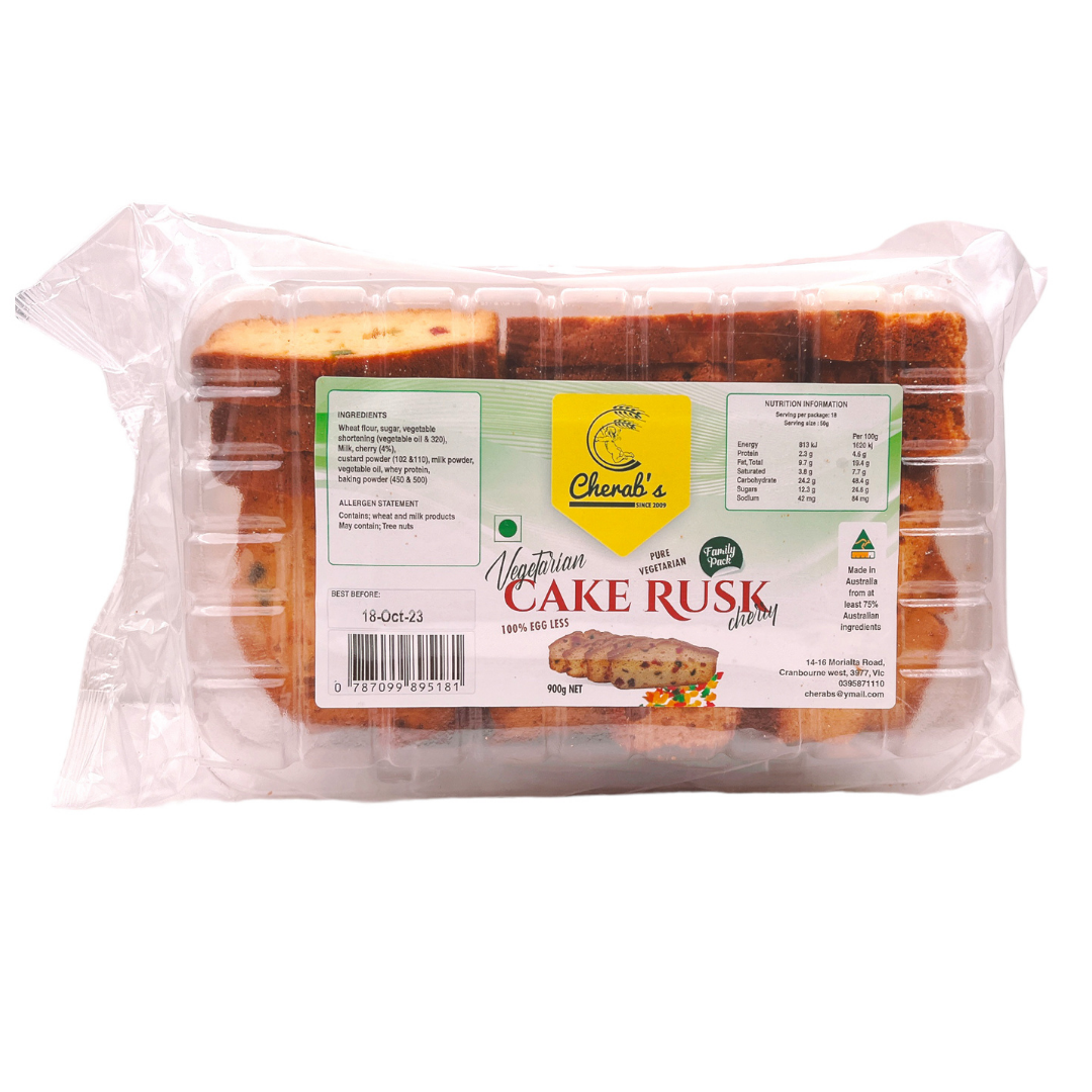 Cherabs Veg Cherry Cake Rusk 900Gm
