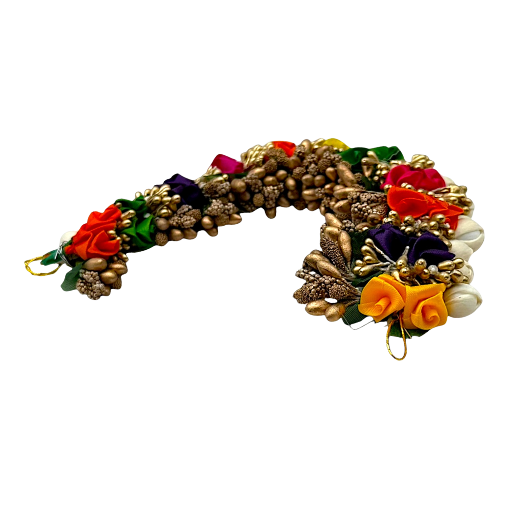 Artificial Floral Gajra with Multi Coloured Roses/ Elegant Traditional Hair Bun Accessory- (KB)- 9351235058443