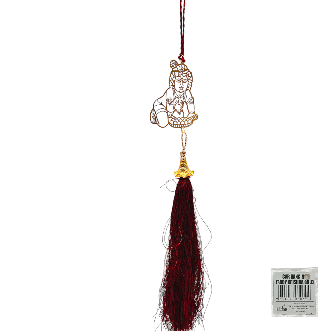 Car Hanging Fancy Krishna Gold Metal-9351235030395