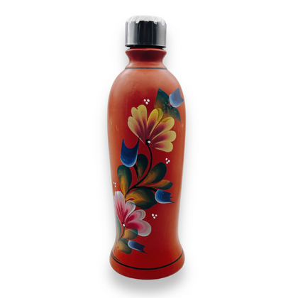 Clay Earthen Terracotta Water Bottle 1lt/ Prajapati Brand Clay Art