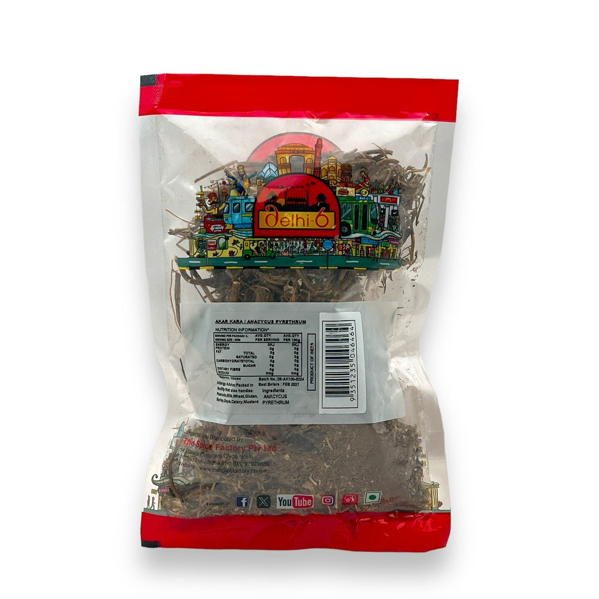 Delhi 6 Akarkara Whole 100g | Anacyclus Pyrethrum | Pellitory Root | Dried Root