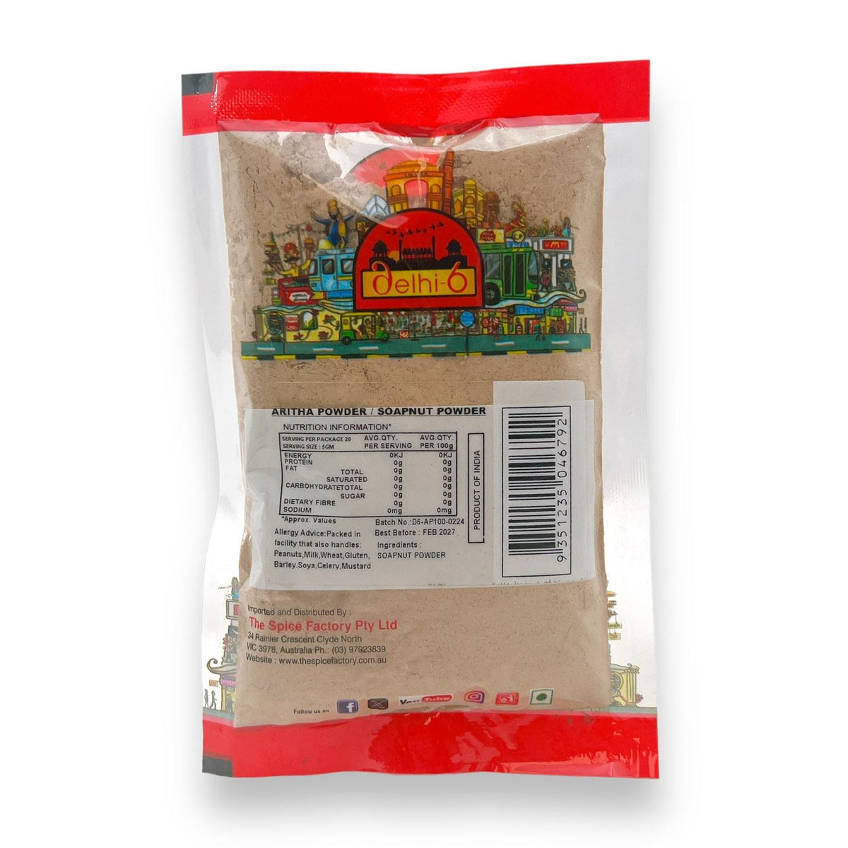 Delhi 6 Aritha Powder / Reetha / Soapnut | For Natural Hair Care, Dandruff Control & Healthy Scalp 100gm | HEA415 | 9351235046792