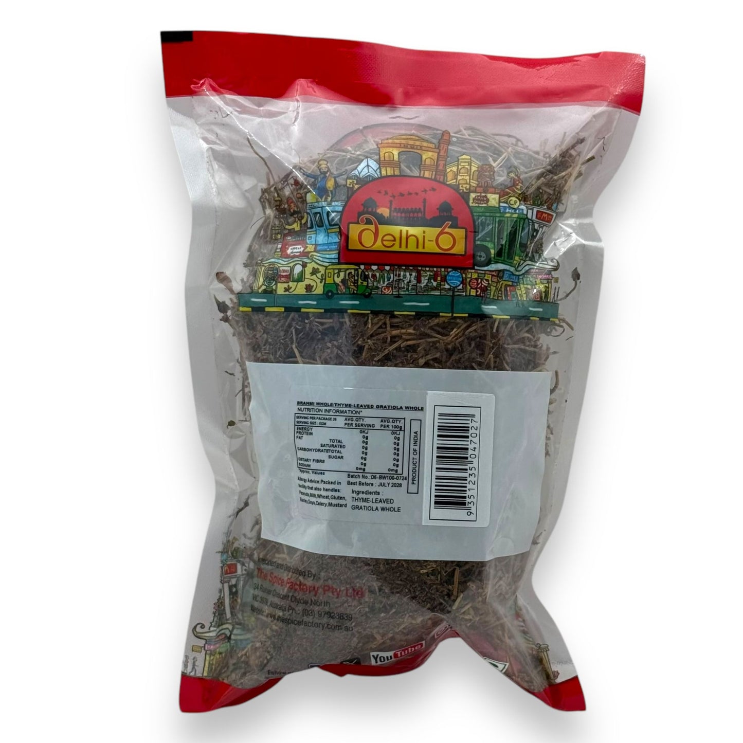 Delhi 6 Brahmi Whole | Herb For Memory, Focus & Stress Relief 100gm | HEA45 | 9351235047027