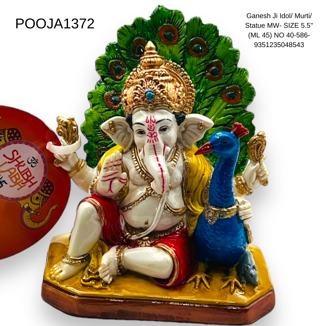 Ganesh Ji Idol/ Murti/ Statue MW- SIZE 5.5'' (ML 45) NO 40-586- 9351235048543