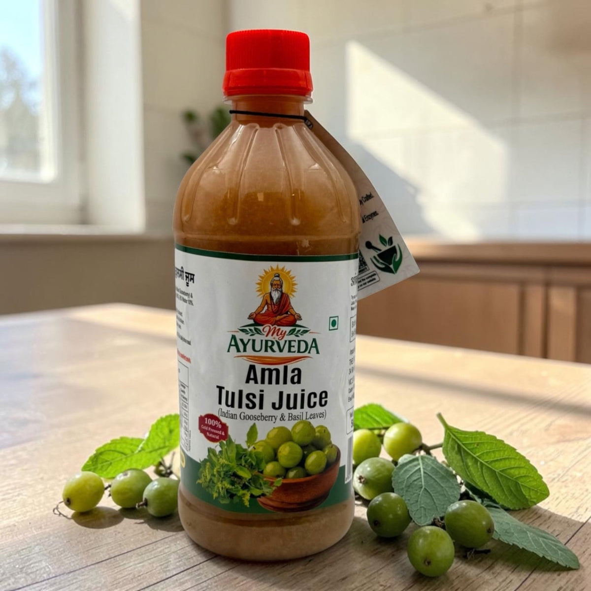 My Ayurveda Amla Tulsi Juice 500ml | Indian Gooseberry & Basil Leaves |100% Cold Processed & Natural