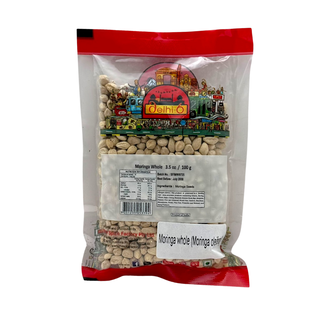 Delhi 6 Moringa Whole/ Moringa Oleifera/ Tree of Life/ Miracle Tree/ Ayurvedic Herb for Rejuvenating, Curing Wounds, Pain, Ulcers and Inflammation 100g