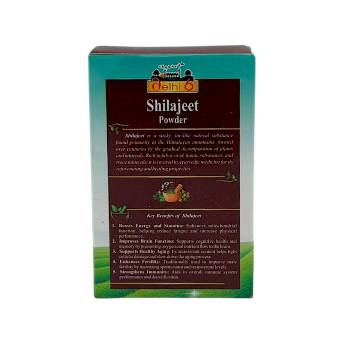 Delhi 6 Shilajeet/ Shilajit/ Pure Natural Powder/ Ayurvedic Herb to Improve Male Testosterone Levels, Reduce Inflammation, and Improve Exercise Performance 10g