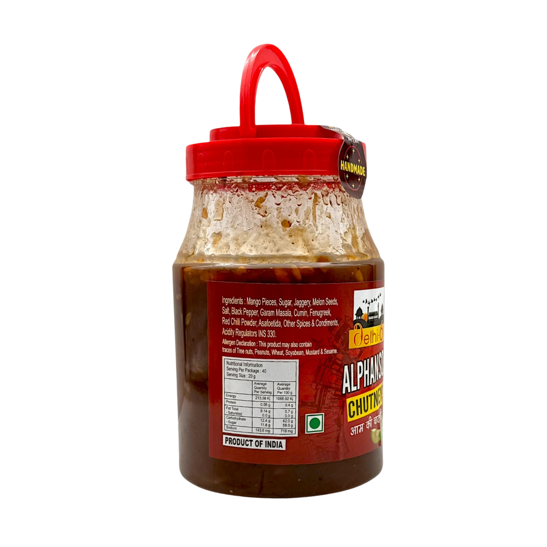 Delhi 6 Alphanso Mango Chutney | Aam Ki Chutney | 20% Less Salt & Handmade | Traditionally Homemade Chutney | Swad Ki Potli 900g - 9351235052809