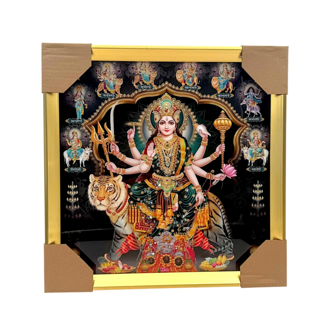Maa Durga Photo Frame – Navdurga Avatars Edition | 33*33CM (13"*13") | Decorative Painting | JC333311-1 - 9351235056852