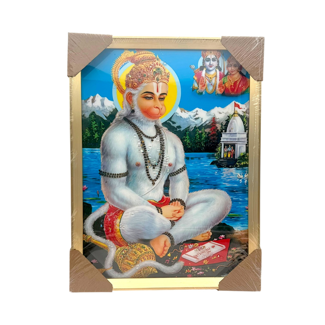 Bhakt Hanuman Photo Frame | 30*40 (11.81in x 15.75in) | Decorative Picture - 9351235056326