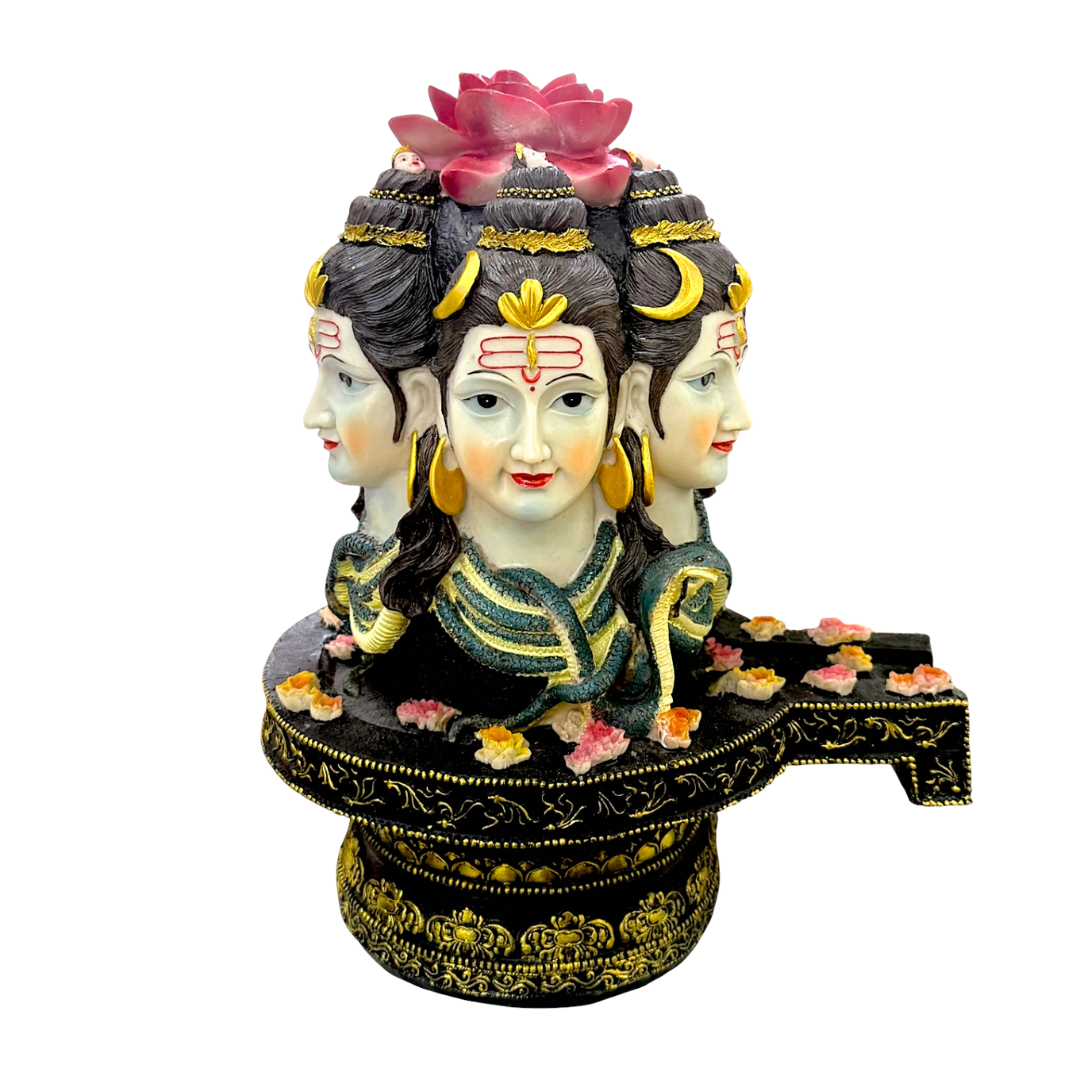 Trimurti Lord Shiva on Shivalingam Base Idol/ Statue/ Murti| 33 x 24 x 41.5cm (12.99in x 9.45in x 16.34in) | GOD F303 - 9351235055589