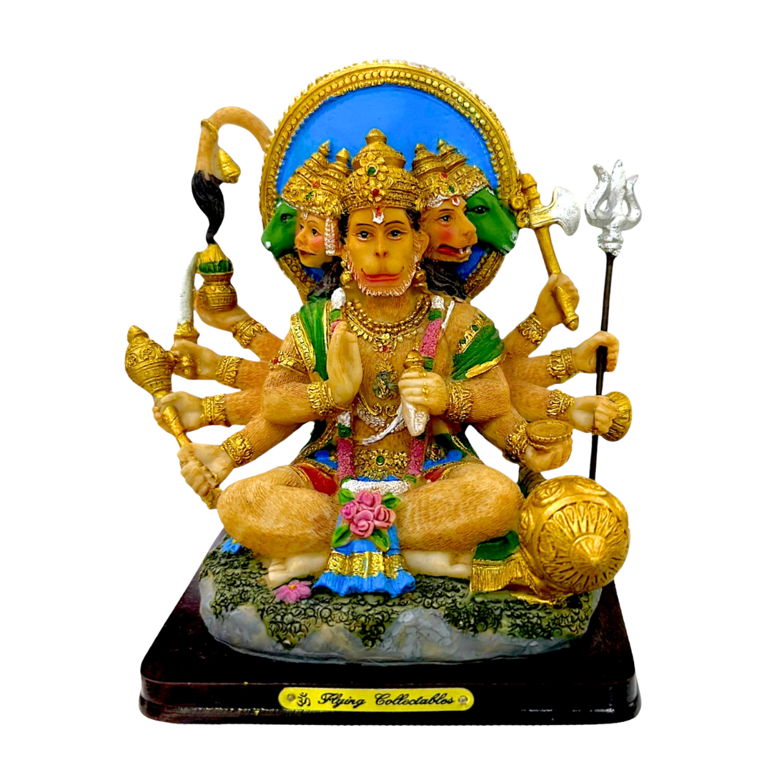 Panchmukhi Hanuman Idol – Five-Faced Devotional Idol/ Statue/ Murti | 11 x 7.5 x 13cm (4.33in x 2.95in x 5.12in) | GOD YXE259 - 9351235055299/ 6920251040034