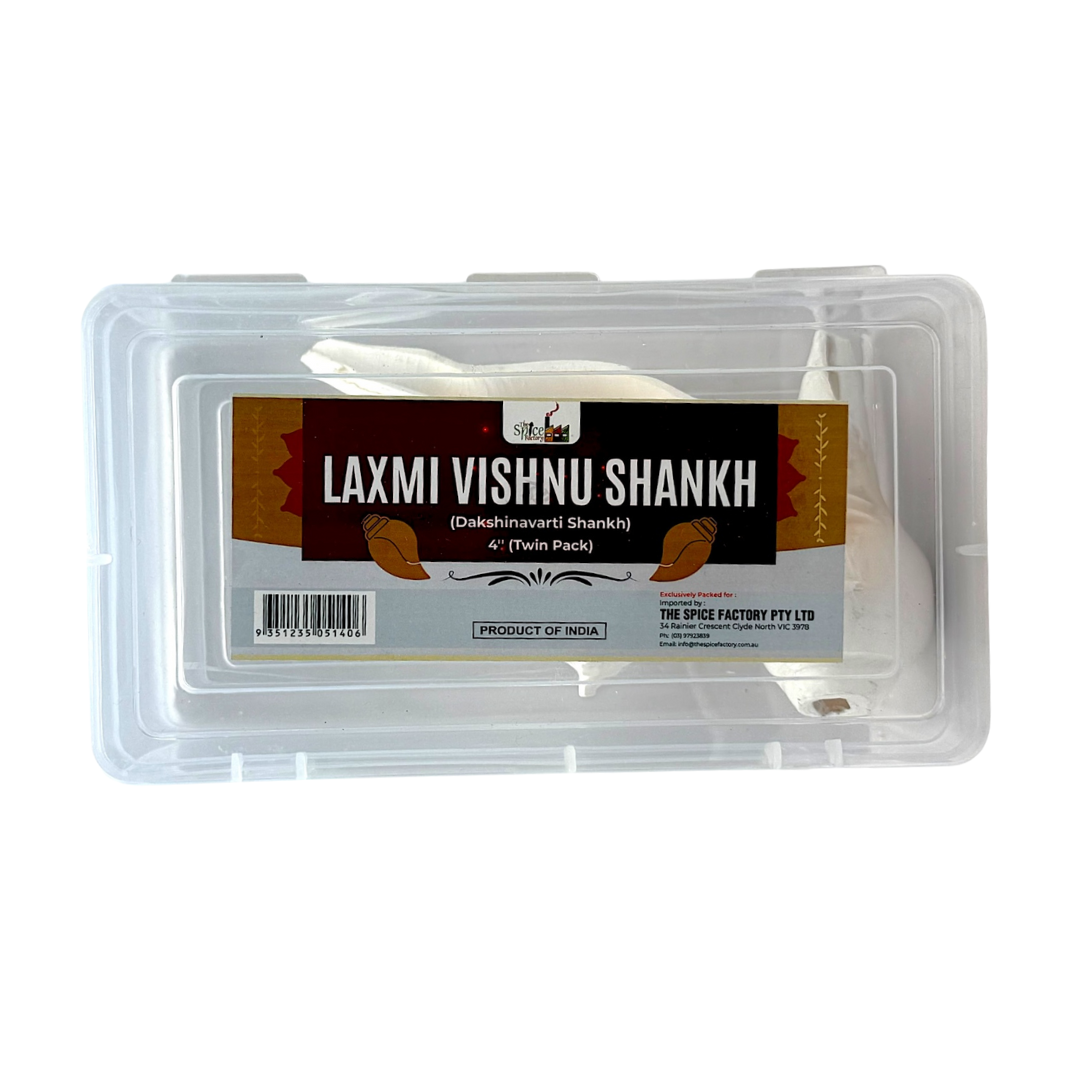 Shankh Laxmi Vishnu Set / Dakshinavarti Shankh – 4'' Twin Pack | Auspicious Pooja Conch for Wealth & Prosperity- 9351235051406