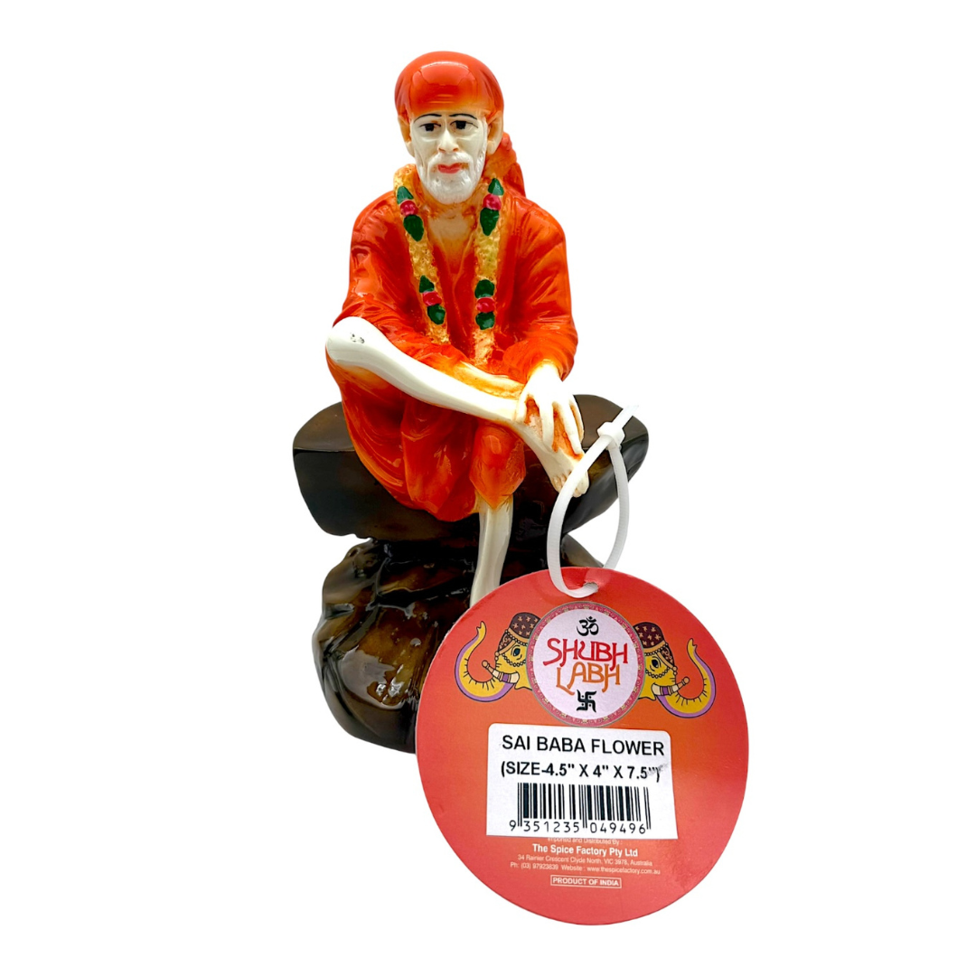 Sai Baba Flower Idol/ Statue/ Murti | Size 4.75'' x 4'' x 7.5'' | Product code- NC 656 | 9351235049496