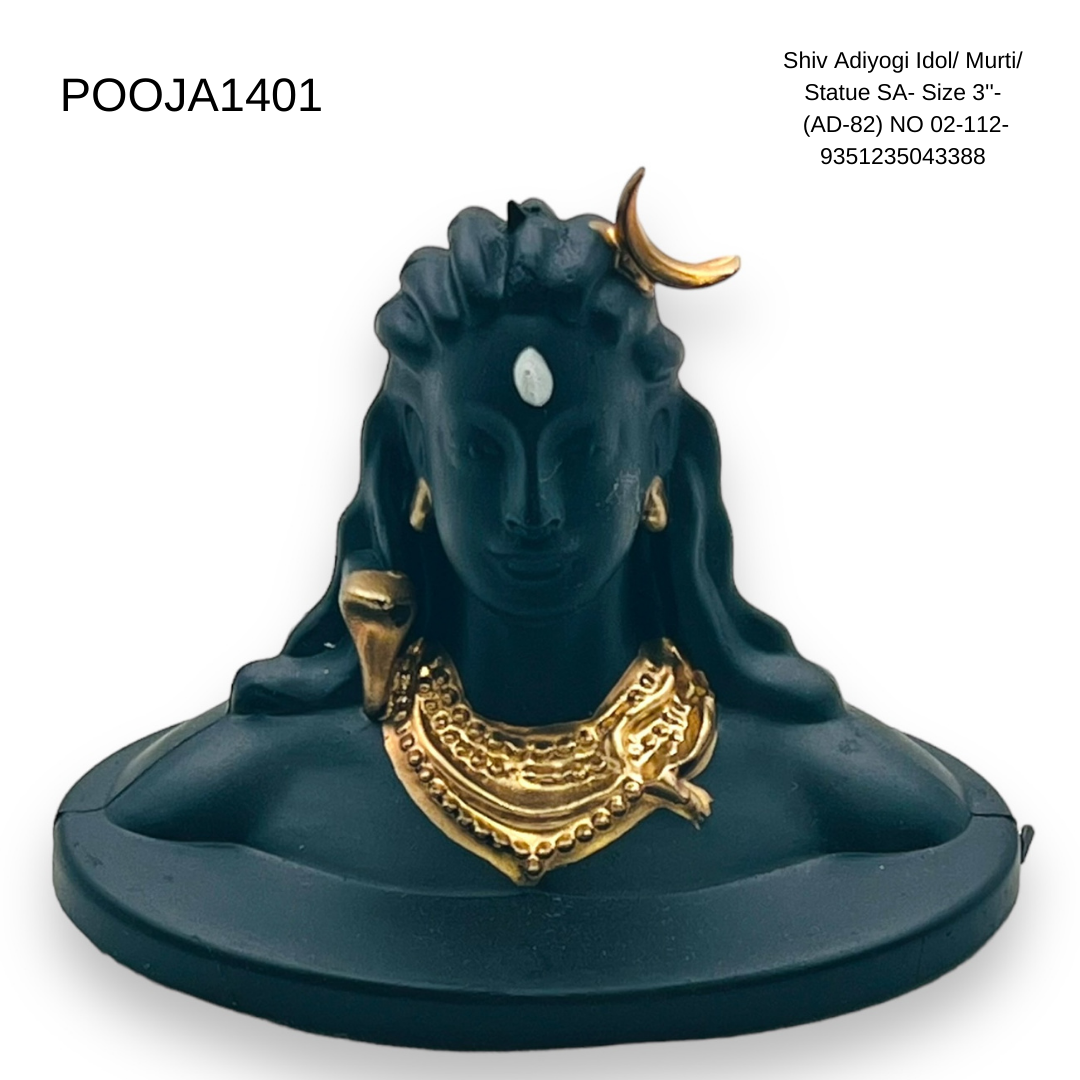 Lord Shiva Adiyogi Bust Idol – Blue Colour | Mahadev Decorative Statue | Hindu Religious Prayer Room & Home Décor | Size: 8 × 5 × 6.5cm (3.15" × 1.97" × 2.56") | Model No. 55175-6 | 9351235062211