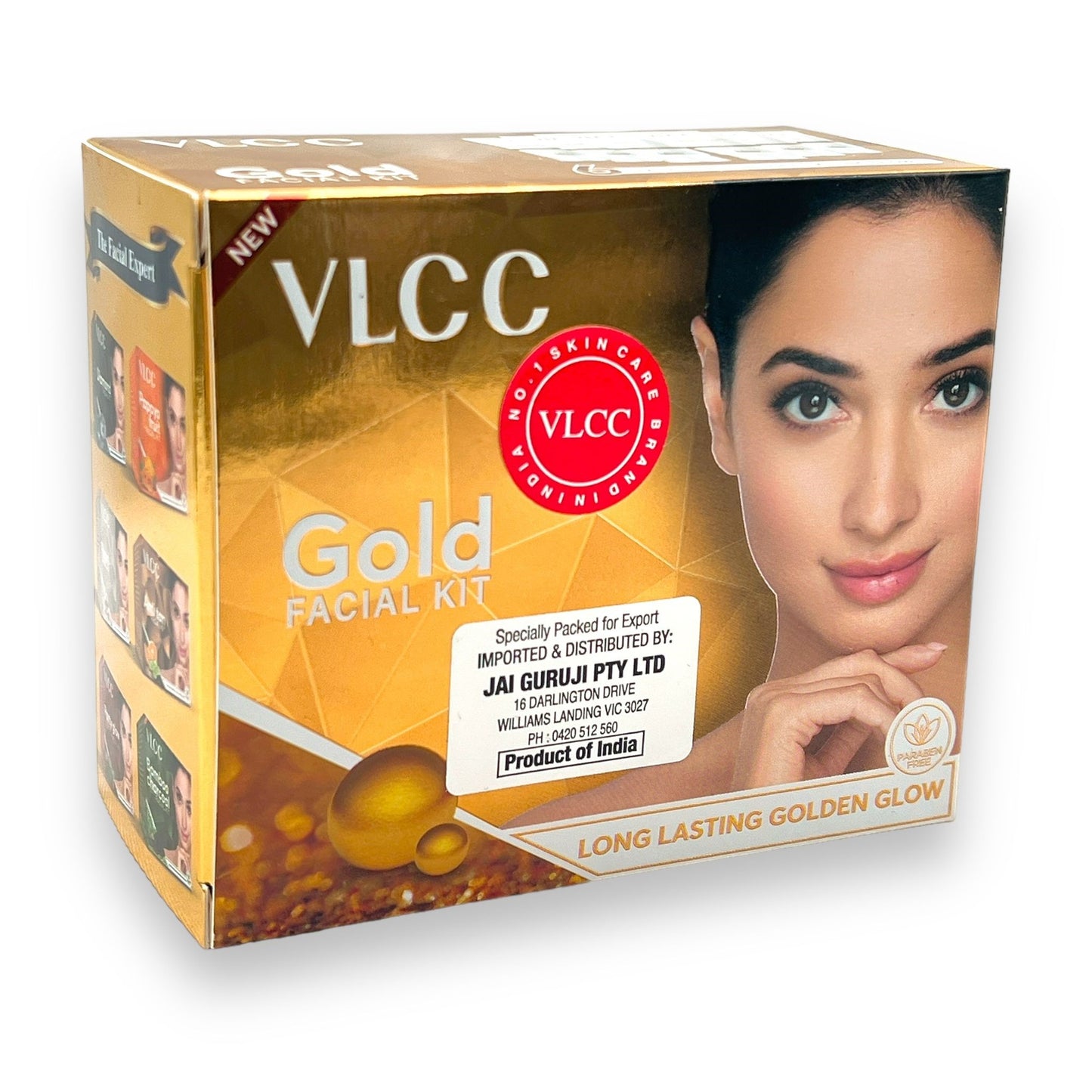 VLCC Gold Facial Kit 60g | Long-Lasting Golden Glow | 2 Facials Per Pack