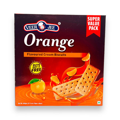 Veerji Orange Flavoured Cream Cookies/ Biscuits 600Gm