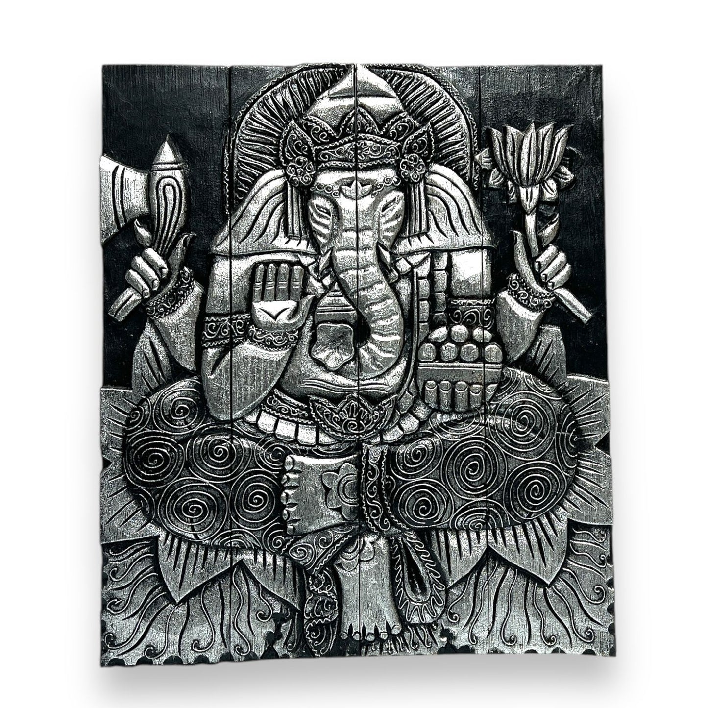 Ganesha/Buddha Wooden Wall Hanging Large 15.5" X 23"