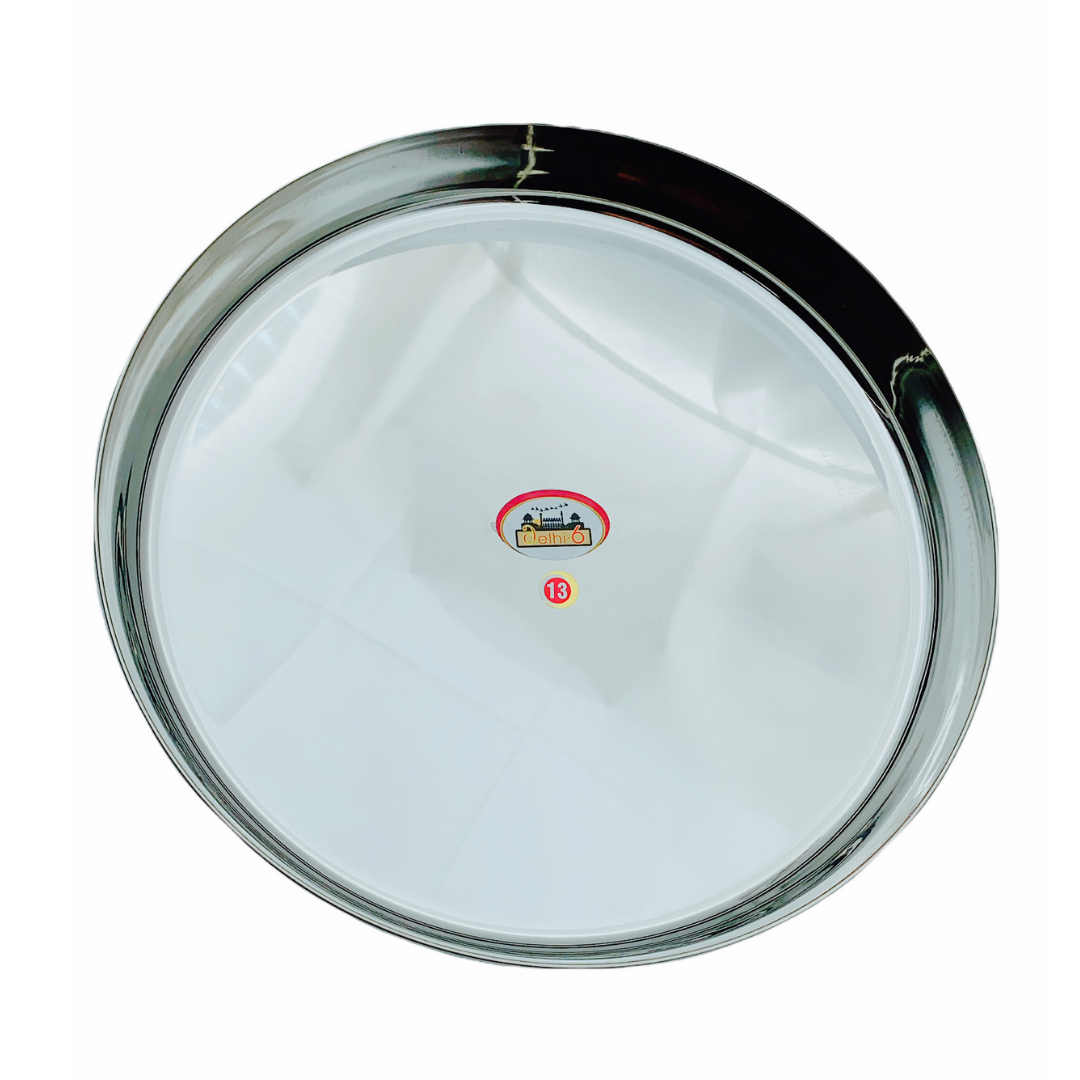 Steel Round Thali With Edge No. 13