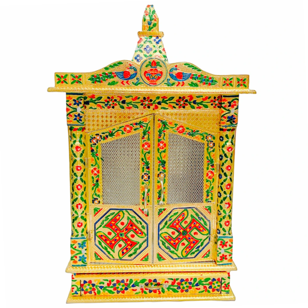 Golden Meenakari Temple/ Mandir (With Door) 15 x 6