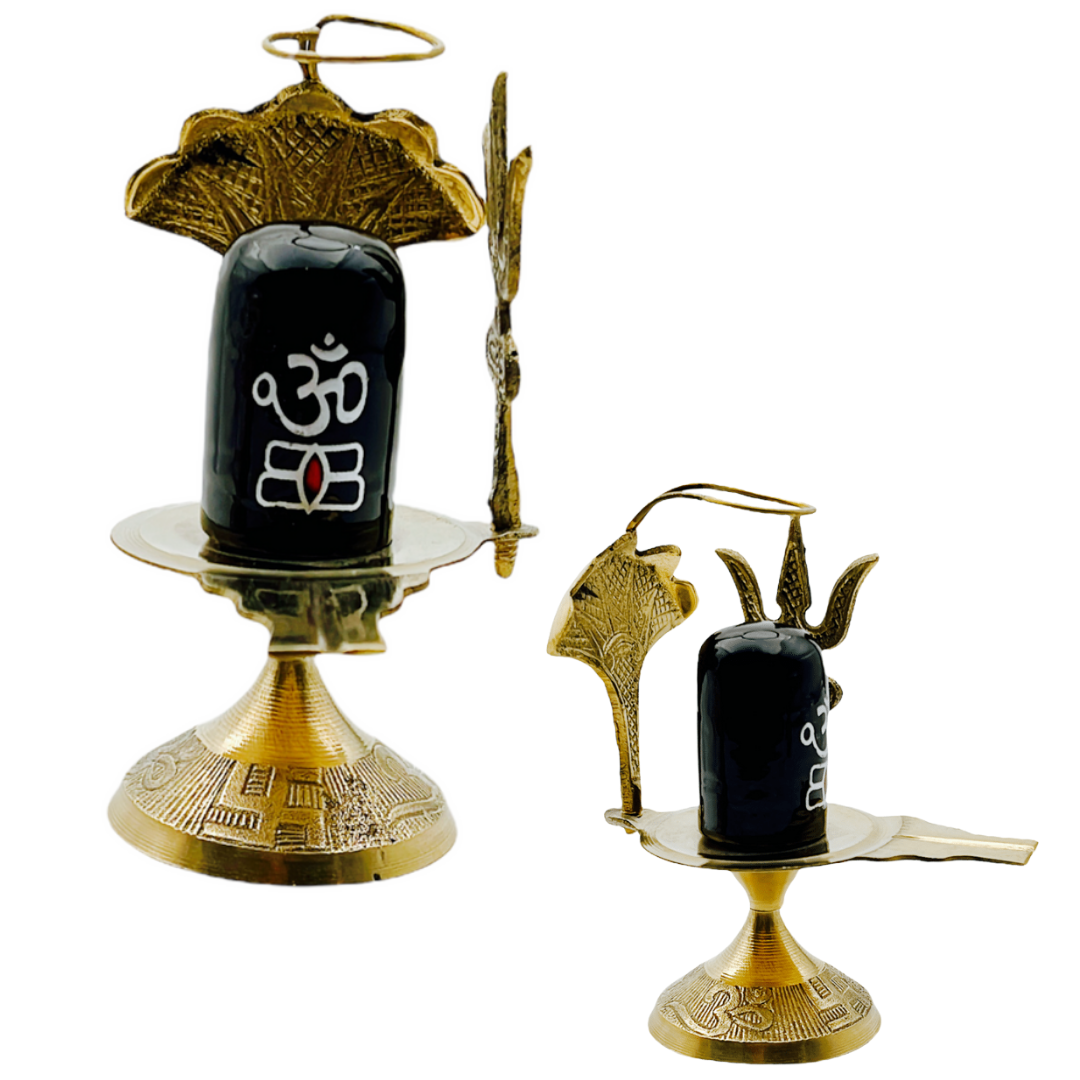 Brass Jyot Stand with Pathar Shivling NO.0