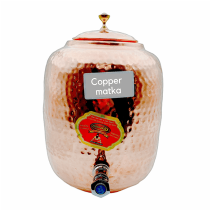 Copper Matka/ Water Dispenser Pot (Medium) With Tap - India At Home