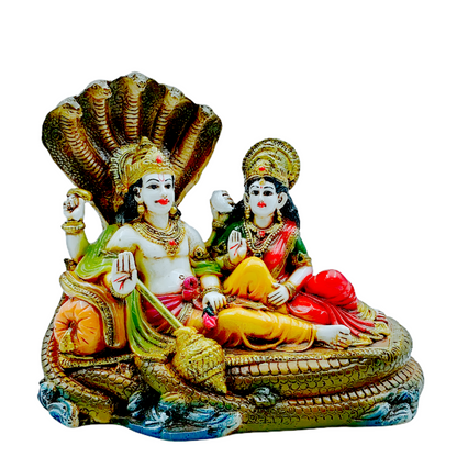 Vishnu Laxmi (7" X 3.5" X 6")-Statue/ Idol/ Murti