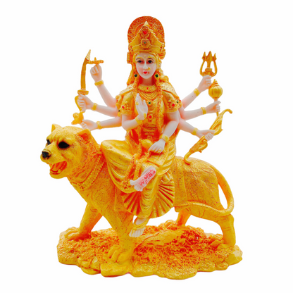 Golden Durga Lion Idol/ Statue/ Murti F 237 Size:23X10.5X2Cm (12")