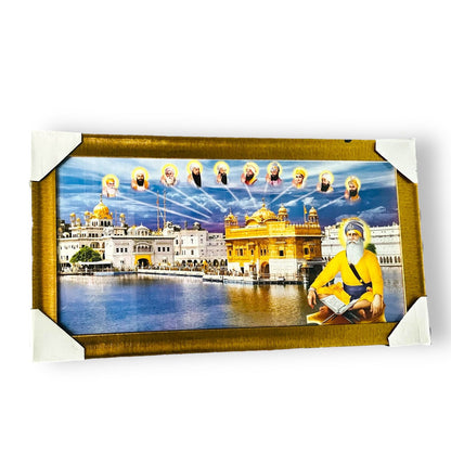 Photo Frame Large 25" X 45" -Golden Temple+Das Guru+Baba Deep Singh Ji (Premium)