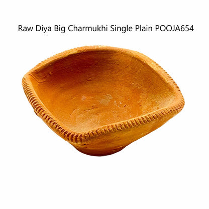 Clay/ Mitti Diya (Raw) Big Charmukhi Single Plain