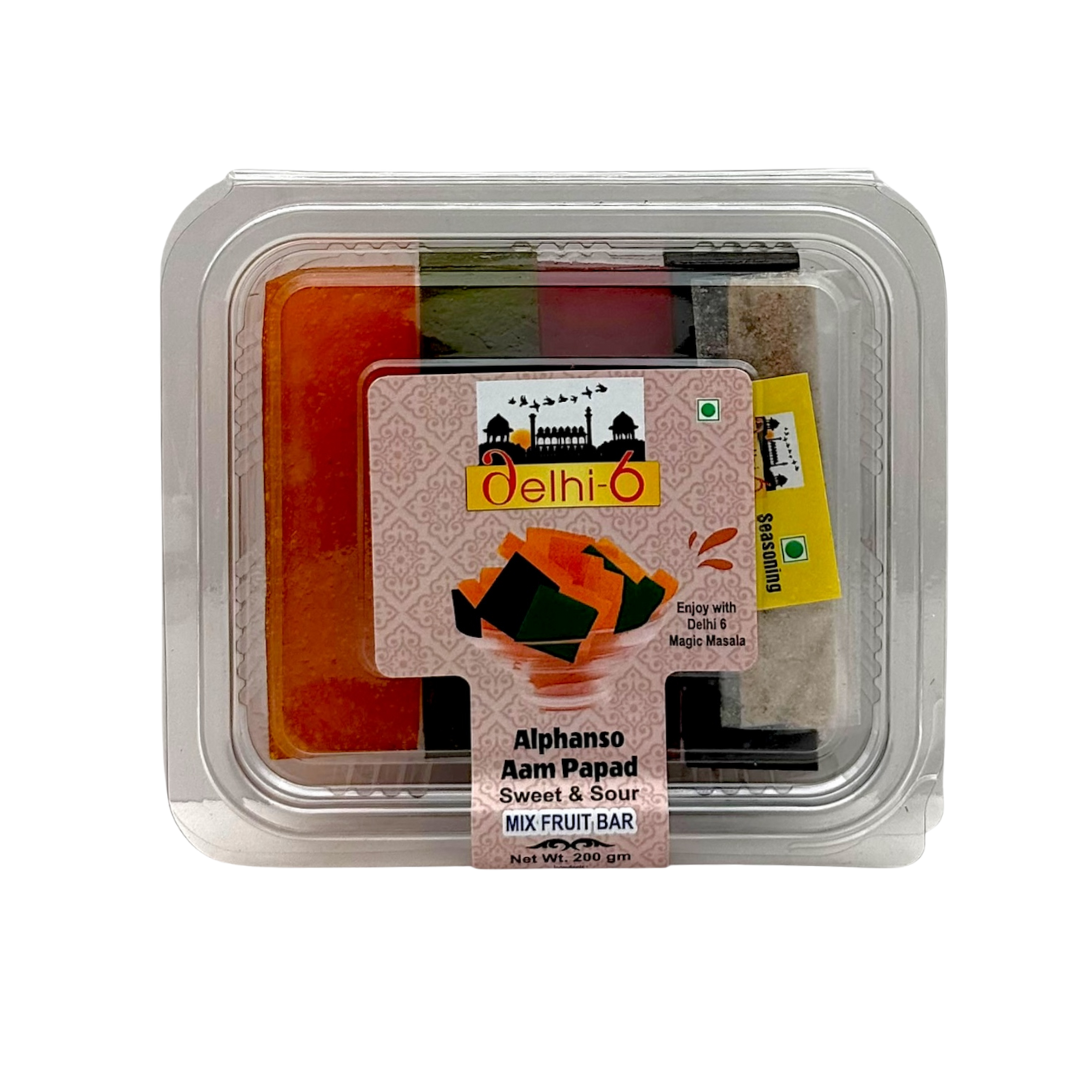 Delhi 6 Alphanso Mixed Aam Papad Sweet & Sour Mango & Tamarind Candy | Mango Fruit Bar | Enjoy with Delhi 6 Magic Masala 200g