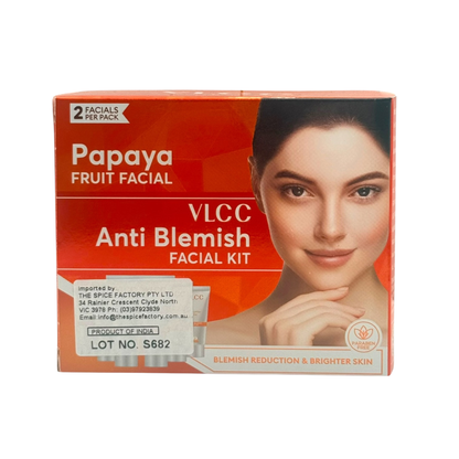 VLCC Papaya Fruit Facial Anti-Blemish Kit 60g | Blemish Reduction & Brighter Skin | 2 Facials Per Pack