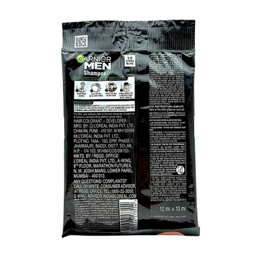 Garnier Men Shampoo Based Hair Colour | 3.0 Brown Black | 100% Grey Coverage | 5 Weeks long lasting | No Ammonia 10ml + 10ml