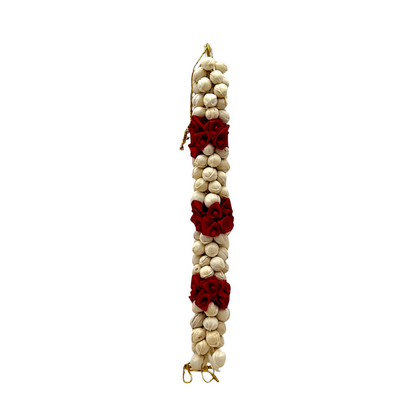 Artificial Gajra White Red Rose Highlights / Elegant Traditional Hair Accessory- (KB)- 9351235058467