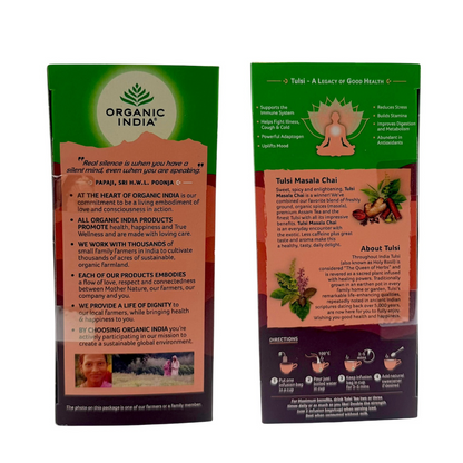 Organic India Tulsi Chai Masala 25 Tea Bags | Caffeine Free