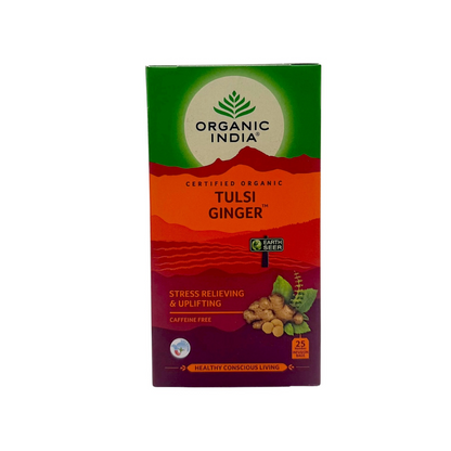 Organic India Tulsi Ginger 25 Tea Bags | Caffeine Free