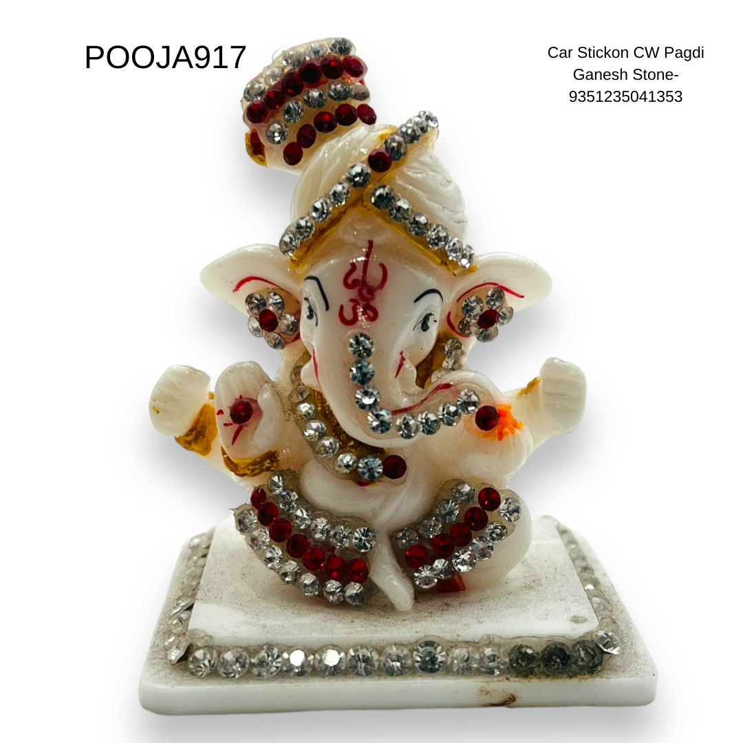 Car Stickon CW Pagdi Ganesh Stone-9351235041353