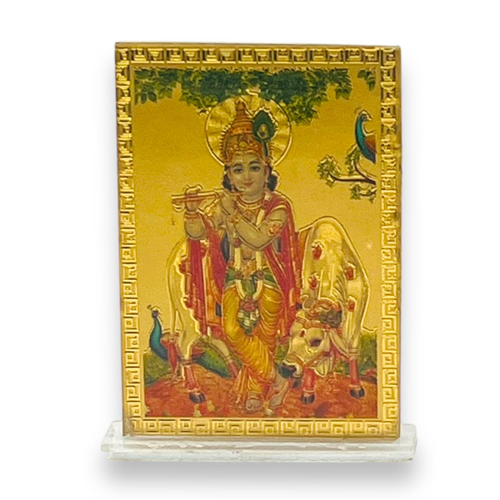 Car Stickon Golden Stand Krishna ji-9351235041131