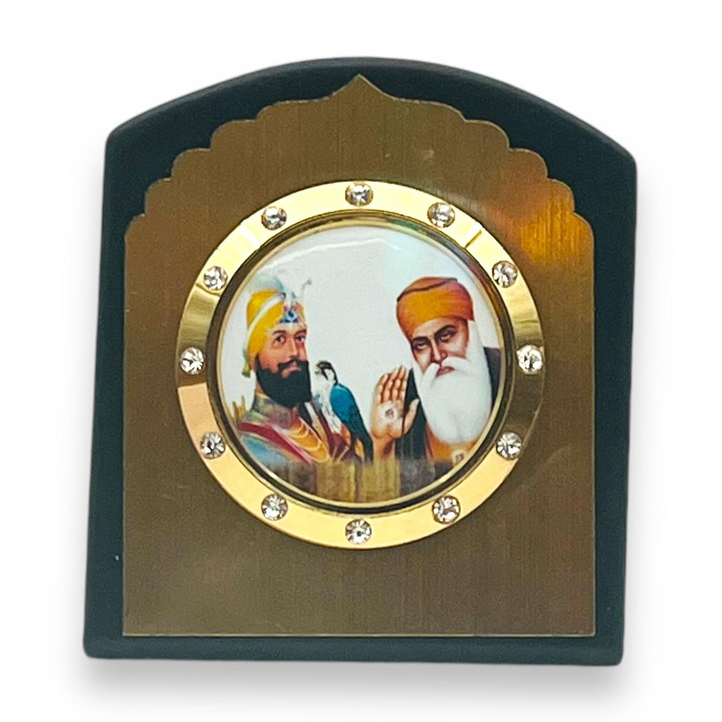 Car Stickon No4 wooden Stand Guru Nanak ji & Guru Gobind Ji-9351235041469