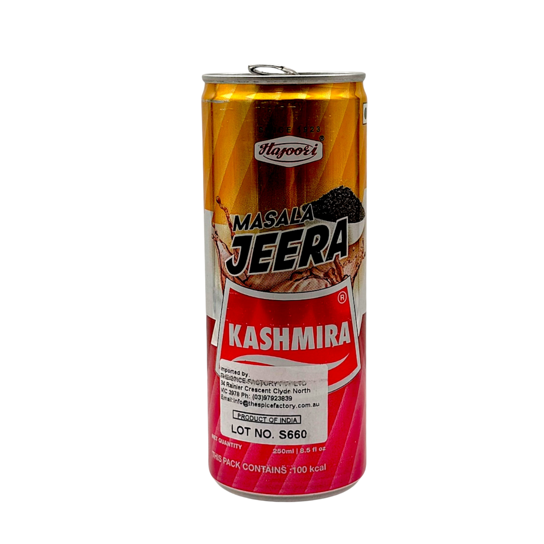 Hajoori Kashmira Brand Masala  Jeera Drink | Carbonated Drink Can | 250Ml