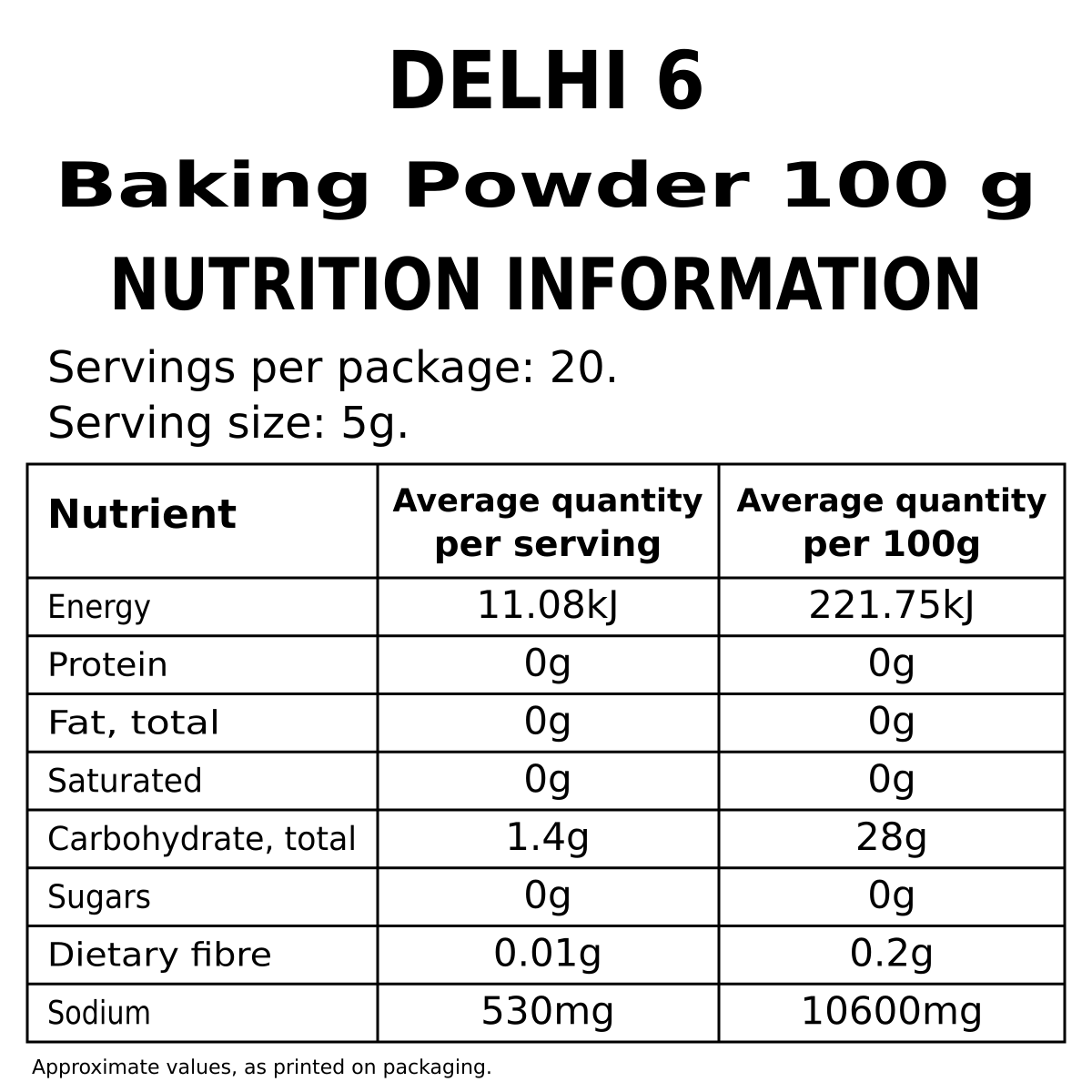 Delhi 6 Baking Powder 100g | Raising Agent | Baking Essential