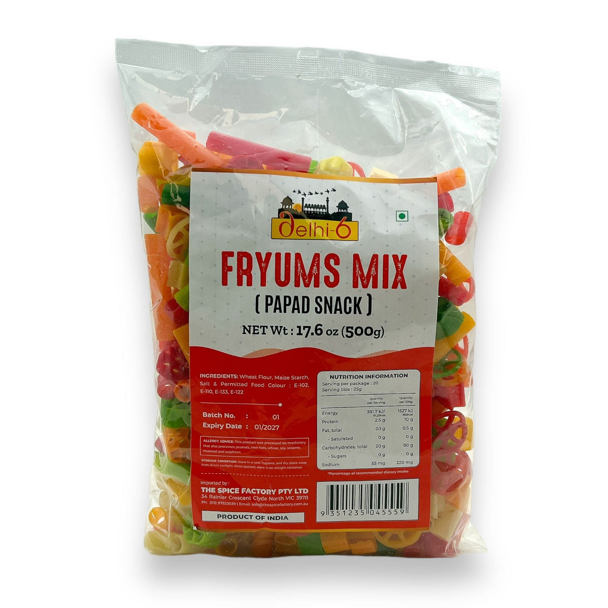 Shell Fryums Buy Delhi 6 Fryums Mix (Papad Snack) 500gm from Online Indian Grocery ...