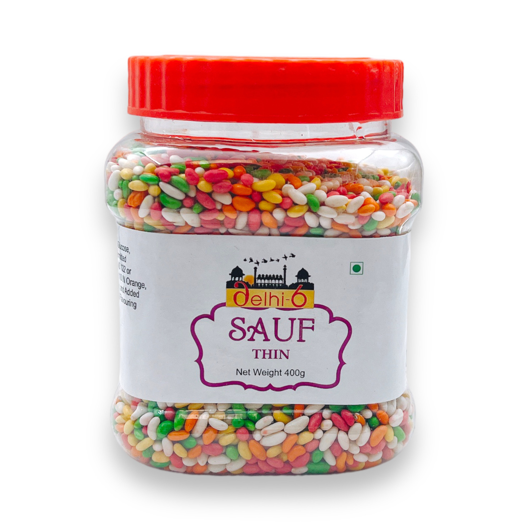 Delhi 6 Sugar Coated Fennel/ Saunf Thin 400Gm