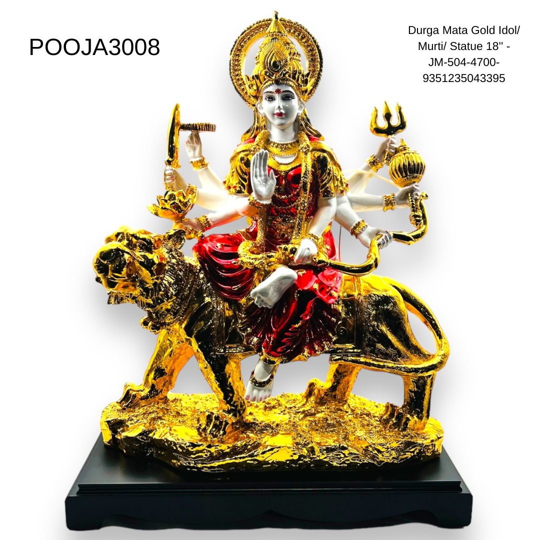 Durga Mata Gold Idol/ Murti/ Statue 18'' -JM-504-4700