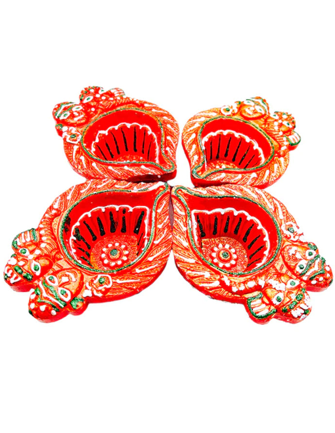 Fancy Clay Diya O.S. Ganesh Ji (Set of 4)
