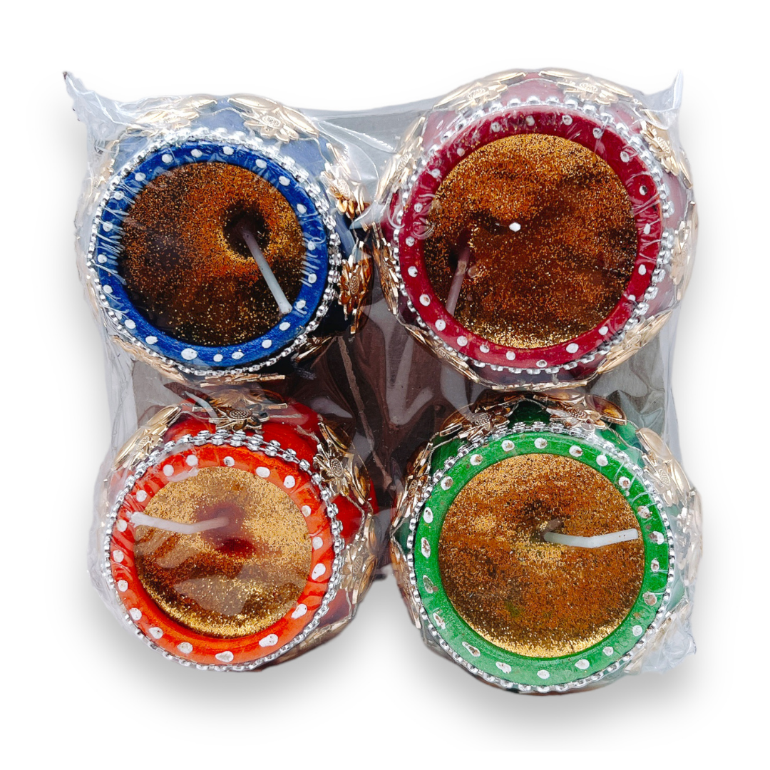 Fancy Matki Diya With Wax 4Pc- 9351235044507/ 9351235054841/ 9351235051536