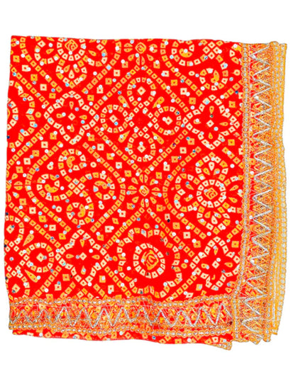 Fancy Pooja Cloth/ Mata Puja Chunri (Bandhani 12'' x 20'')